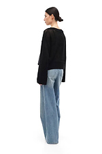 Halbtransparenter Damen-Strickpullover in Schwarz  4038767 Foto №3