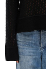 Halbtransparenter Damen-Strickpullover in Schwarz  4038767 Foto №5