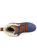 Winterstiefel aus blauem Leder mit weißem Plateau Forester 4101767 Foto №4