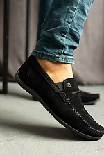 Classic men's moccasins made of genuine black suede  8018767 photo №1