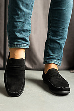 Classic men's moccasins made of genuine black suede  8018767 photo №2