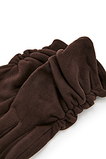 Утеплені оксамитові рукавички коричневого кольору  4007768 фото №2