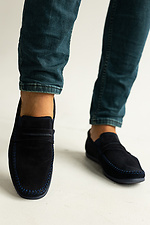 Classic men's moccasins made of natural blue suede  8018768 photo №2