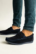 Classic men's moccasins made of natural blue suede  8018768 photo №3