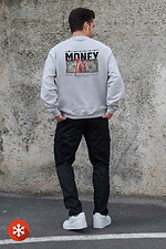 Isoliertes Fleece-Sweatshirt in Übergröße für Herren mit Talk Gray Aufdruck Without 8055768 Foto №2