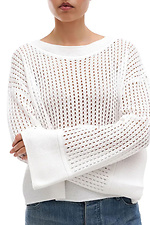 Durchscheinender Damen-Strickpullover in Weiß Sewel 4038769 Foto №3