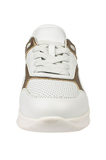 Белые кожаные кроссовки в перфорацию с блестящими вставками 4205769 фото №7