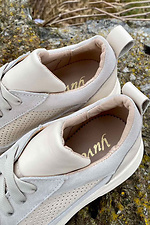 Summer women's sneakers made of genuine perforated leather in milky color  8019769 photo №2