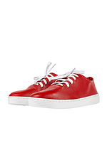 Red leather sneakers with white soles  4205770 photo №2