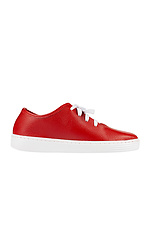 Red leather sneakers with white soles  4205770 photo №6
