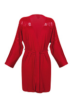 Red short wrap robe in viscose with lace DKaren 4026771 photo №2