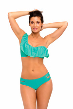 Turquoise one-piece latino swimsuit with flounce on the bra Marko 4023772 photo №2