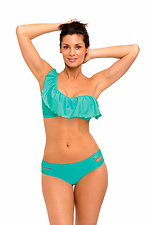 Turquoise one-piece latino swimsuit with flounce on the bra Marko 4023772 photo №2