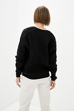 Czarny sweter z dzianiny z głębokim dekoltem  4036773 zdjęcie №3