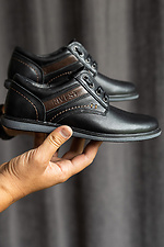 Кожаные классические туфли для мальчика, черные 8018773 фото №1