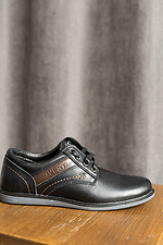 Кожаные классические туфли для мальчика, черные 8018773 фото №3
