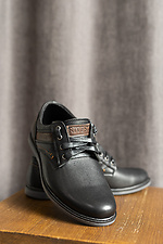 Кожаные классические туфли для мальчика, черные 8018773 фото №4