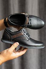 Кожаные классические туфли для мальчика, черные 8018773 фото №5