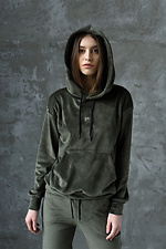 Übergroßer Hoodie aus Velours mit gesticktem Logo GARD 8011774 Foto №3