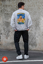 Isoliertes Fleece-Sweatshirt mit Usyk-Aufdruck für Herren in Übergröße, grau Without 8055774 Foto №2