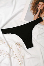 Low Rise Black Cotton Thong Panties  8042775 photo №1