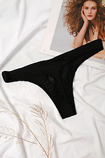 Low Rise Black Cotton Thong Panties  8042775 photo №2