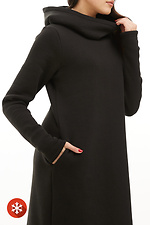 Long warm dress in knitted fleece with a collar and a hood Garne 3039778 photo №4