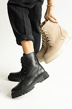Черные теплые ботинки осенние берцы на байке кожаные 8018778 фото №2