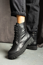 Черные теплые ботинки осенние берцы на байке кожаные 8018778 фото №5