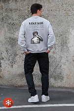 Herren Sweatshirt aus isoliertem Fleece in Übergröße mit Aufdruck Vintage Grau Without 8055778 Foto №2