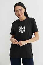 Schwarzes Baumwoll-T-Shirt mit patriotischem Aufdruck Garne 9000778 Foto №1