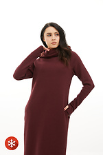 Long warm dress in knitted fleece with a collar and a hood Garne 3039779 photo №4