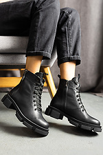 Black warm ankle boots autumn on a bike made of genuine leather  8018779 photo №1