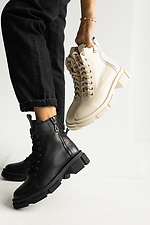 Black warm ankle boots autumn on a bike made of genuine leather  8018779 photo №9