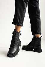 Black warm ankle boots autumn on a bike made of genuine leather  8018779 photo №10