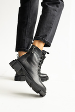 Black warm ankle boots autumn on a bike made of genuine leather  8018779 photo №11