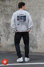 Herren Sweatshirt aus Fleece in Übergröße mit Aufdruck Wanted Gray Without 8055780 Foto №2