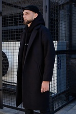 Черное осеннее пальто оверсайз с отложным воротником Without 8048782 фото №2