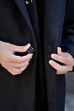 Черное осеннее пальто оверсайз с отложным воротником Without 8048782 фото №7