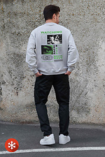 Herren Sweatshirt aus Fleece in Übergröße mit Aufdruck Watching Gray Without 8055782 Foto №2