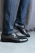 Классические мужские туфли из натуральной кожи черного цвета  8018786 фото №4