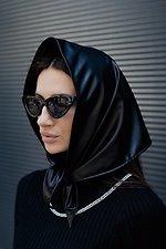 Black leather scarf made of high-quality eco-leather Without 8048790 photo №1
