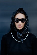 Black leather scarf made of high-quality eco-leather Without 8048790 photo №2
