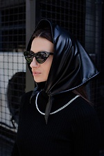 Black leather scarf made of high-quality eco-leather Without 8048790 photo №4