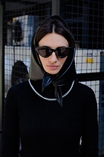 Black leather scarf made of high-quality eco-leather Without 8048790 photo №5