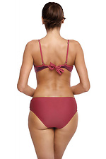 Velvet burgundy one-piece swimsuit with a wide belt on low panties Marko 2021793 photo №2