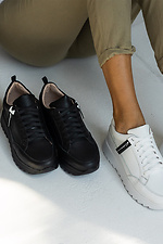 Black leather sneakers for the city  8018795 photo №3