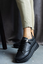Black leather sneakers for the city  8018795 photo №5