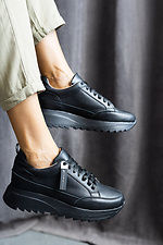 Black leather sneakers for the city  8018795 photo №7