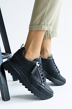 Black leather sneakers for the city  8018795 photo №9